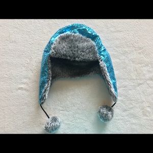 Blue Sequined Winter Girls Hat NWOT OS